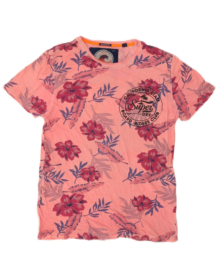 T-shirt grafica da uomo Superdry Top in cotone floreale rosa medio