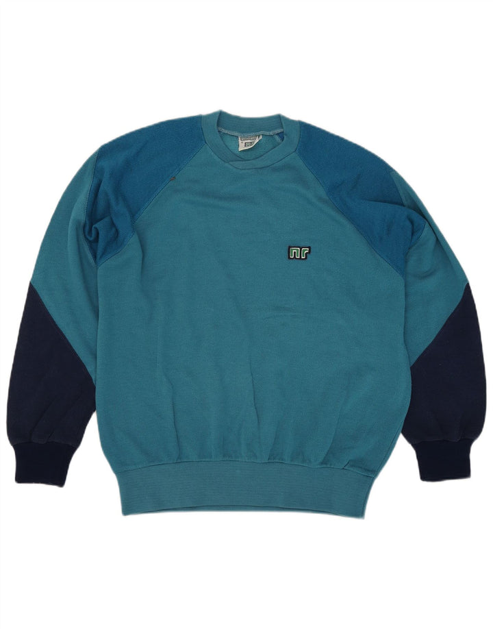 Felpa da uomo Ennerre, grande, in cotone color block blu
