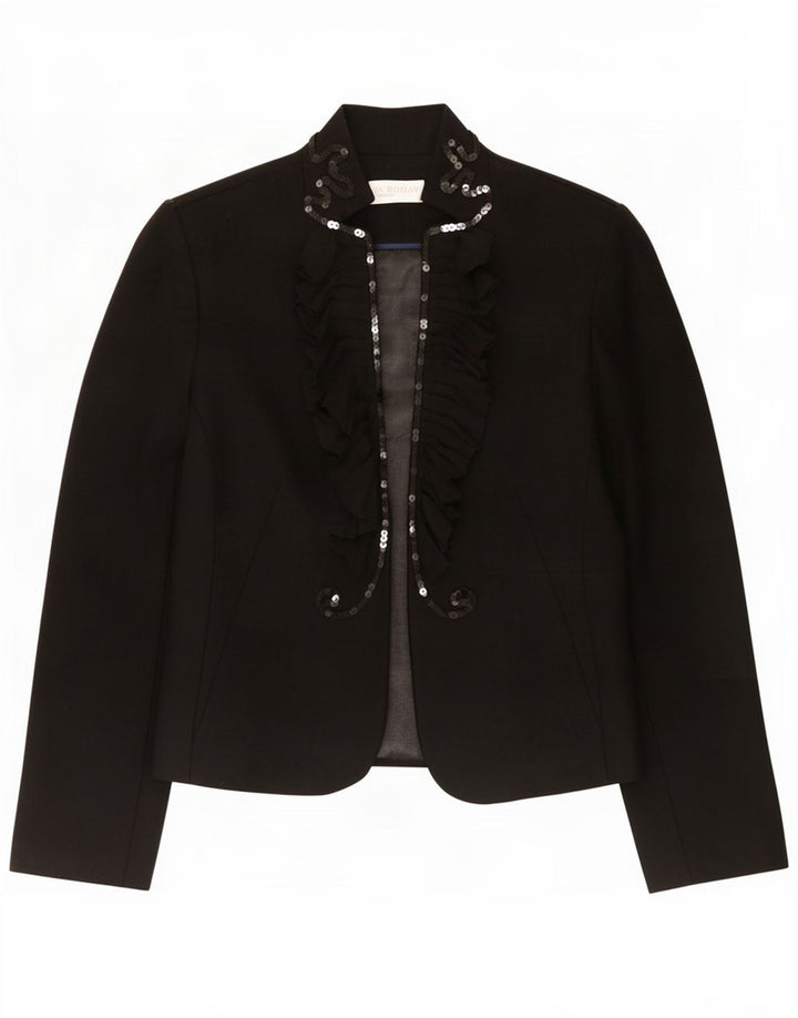 Giacca blazer da donna Edina Ronay UK 10 piccola lana nera