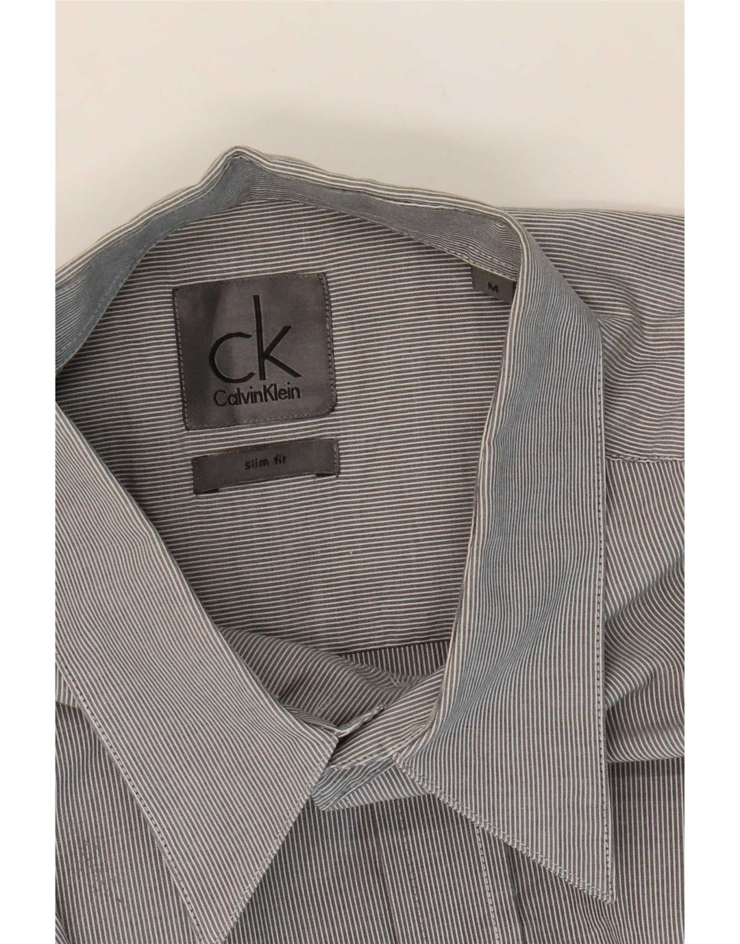 Camicia slim fit da uomo Calvin Klein in cotone gessato grigio medio