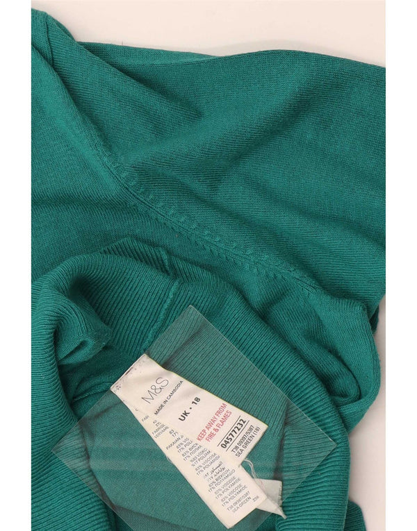 Maglione da donna con scollo a V Marks & Spencer UK 18 XL viscosa verde