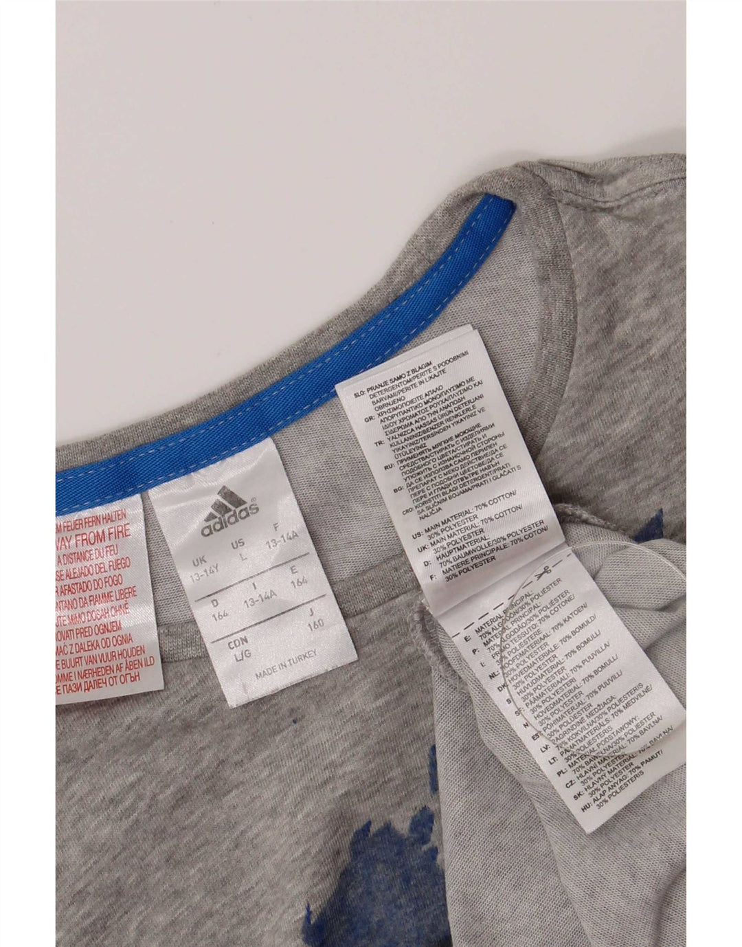 Maglietta Adidas Regular da ragazzo con grafica 13-14 anni in cotone grigio