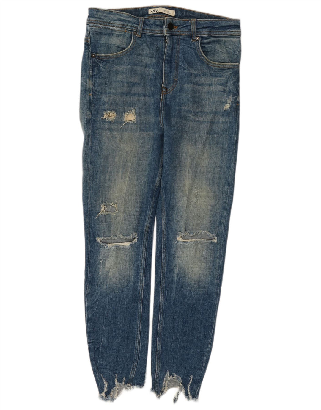 Jeans skinny effetto invecchiato Zara da donna EU 38 Small W30 L26 Blu