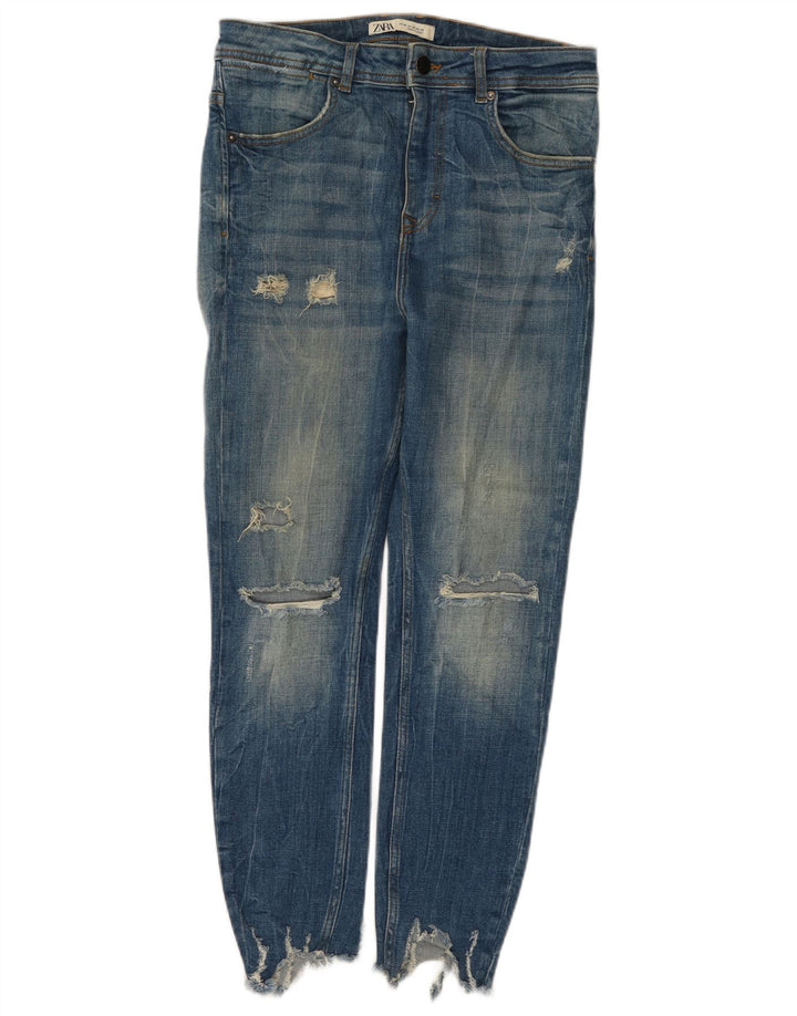 Jeans skinny effetto invecchiato Zara da donna EU 38 Small W30 L26 Blu