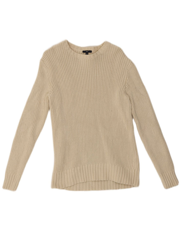 Maglione maglione con scollo a barca da donna Gap UK 14 cotone bianco sporco medio