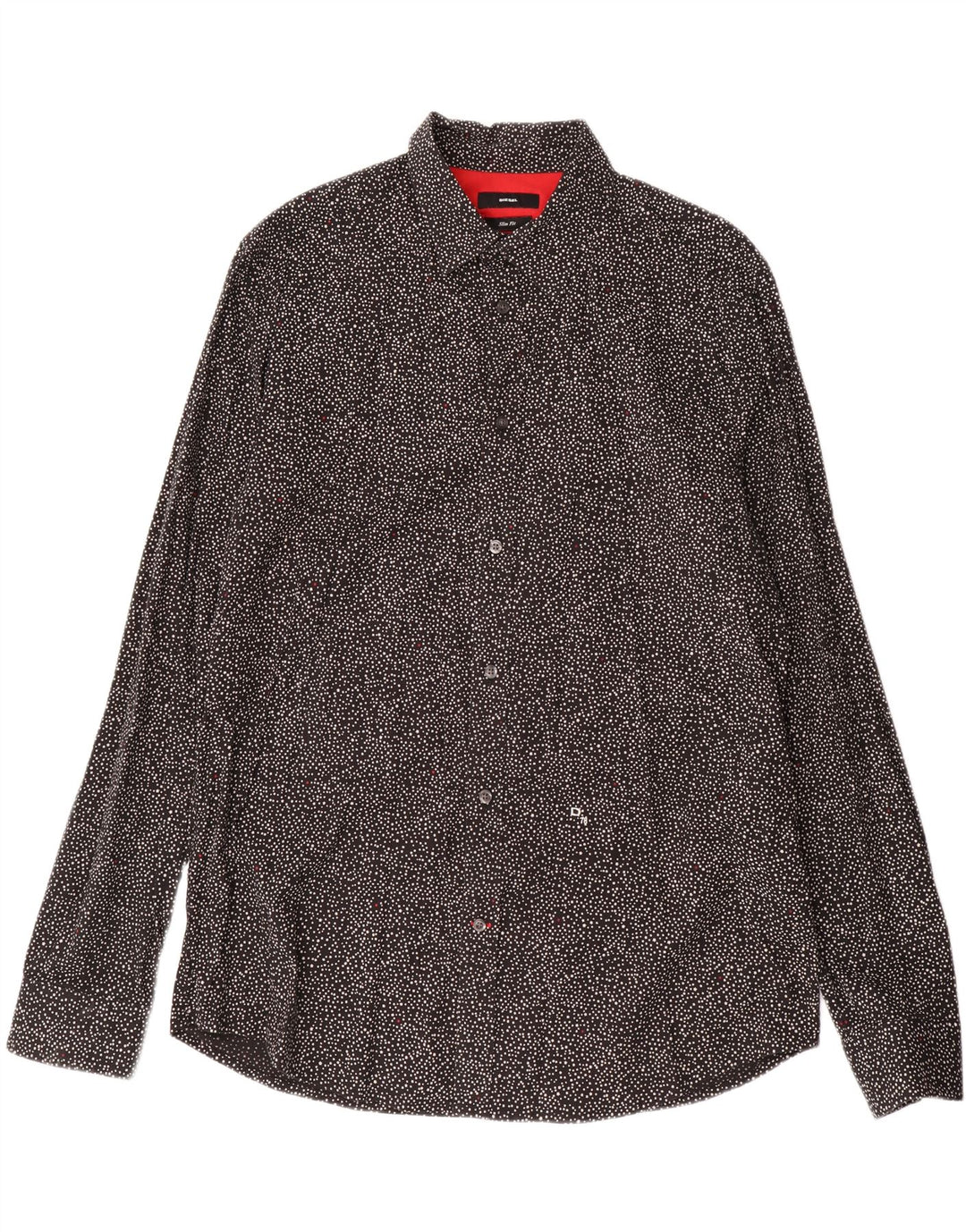 DIESEL Mens Slim Fit Shirt 2XL Black Spotted Cotton