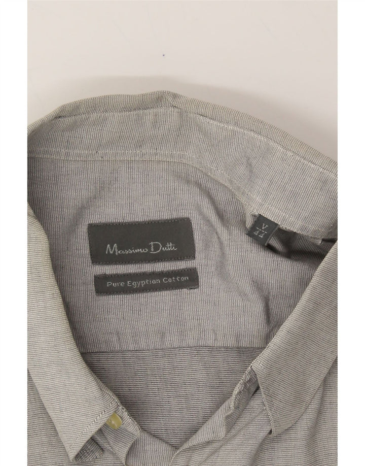 MASSIMO DUTTI Mens Short Sleeve Shirt Size 44 XL Grey Check Cotton Vintage Massimo Dutti and Second-Hand Massimo Dutti from Messina Hembry 