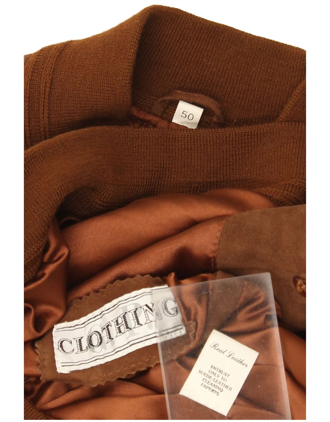 Giubbotto bomber vintage in pelle scamosciata da uomo IT 50 grande in pelle marrone