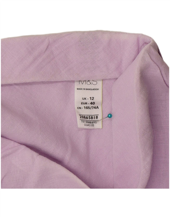 Gonna a trapezio da donna Marks & Spencer UK 12 media W30 lino viola