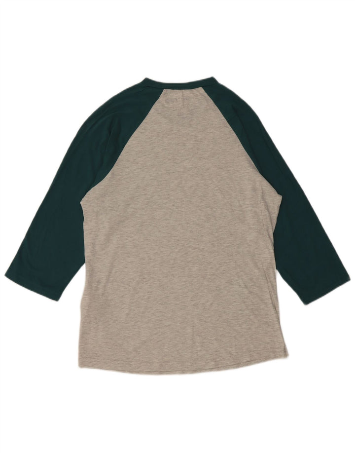 VANS Top da uomo con vestibilità grafica personalizzata, manica a 3/4, piccolo, cotone color block grigio