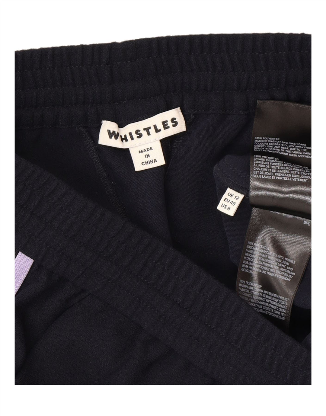 Pantaloni da tuta da donna Whistles UK 12 Poliestere a righe blu navy medio