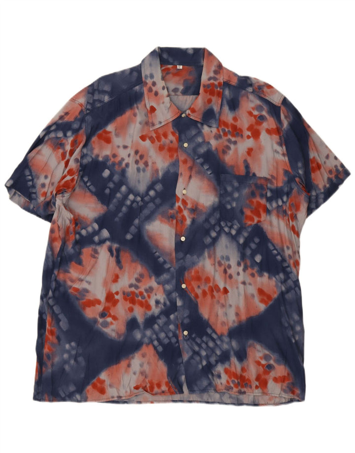 Camicia a maniche corte da uomo vintage XL blu tie dye