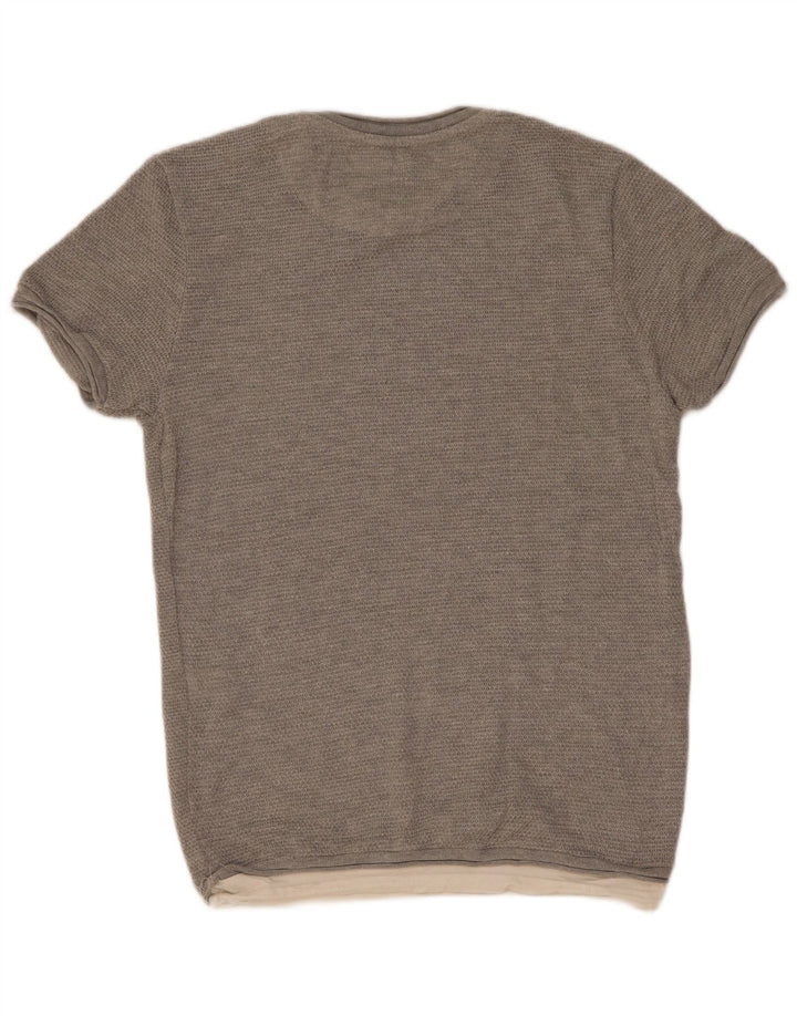 T-shirt Zara da uomo Top in cotone grigio medio