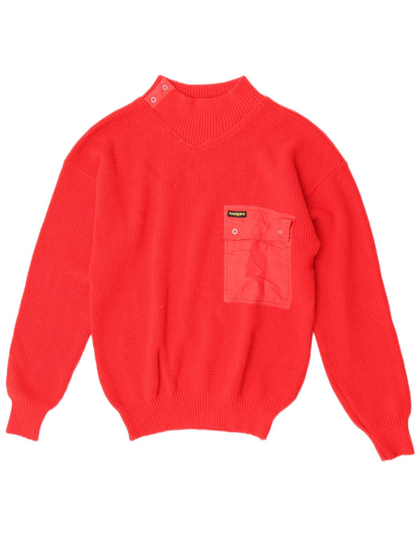 Maglione da uomo a collo alto Navigare IT 44/46 piccolo rosso in lana vergine