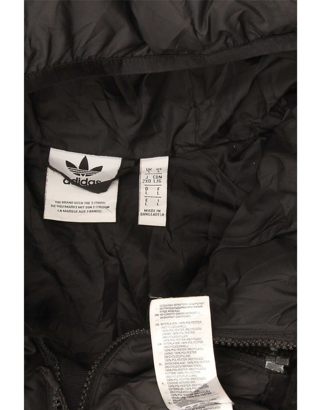 Giacca imbottita con cappuccio da uomo Adidas UK 40 grande poliestere nero