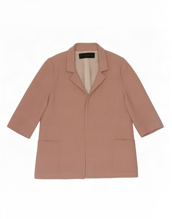 Giacca blazer aperta oversize con maniche a 3/4 Zara da donna UK 6 XS rosa viscosa