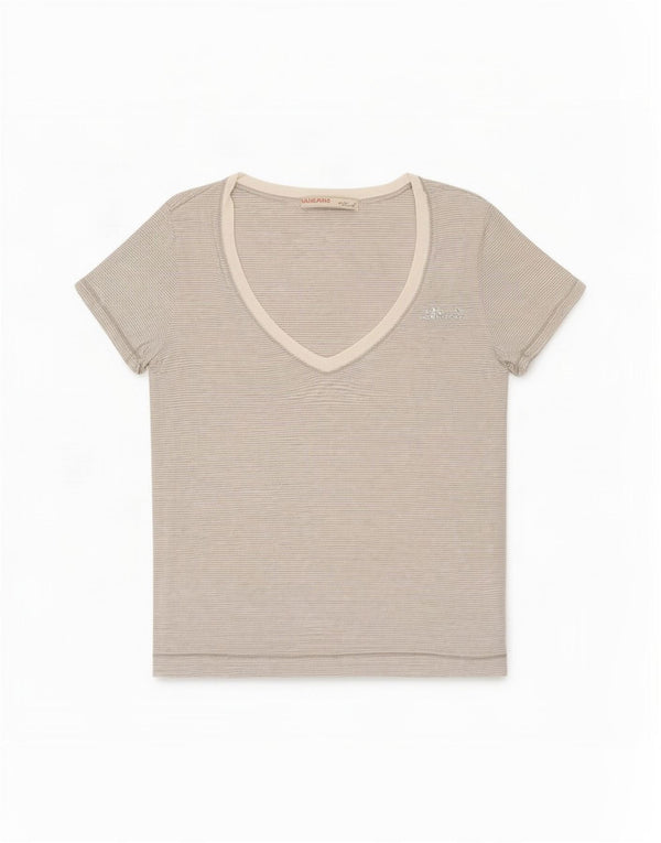 T-shirt da donna Liu Jo Top UK 6 XS modal a righe grigie