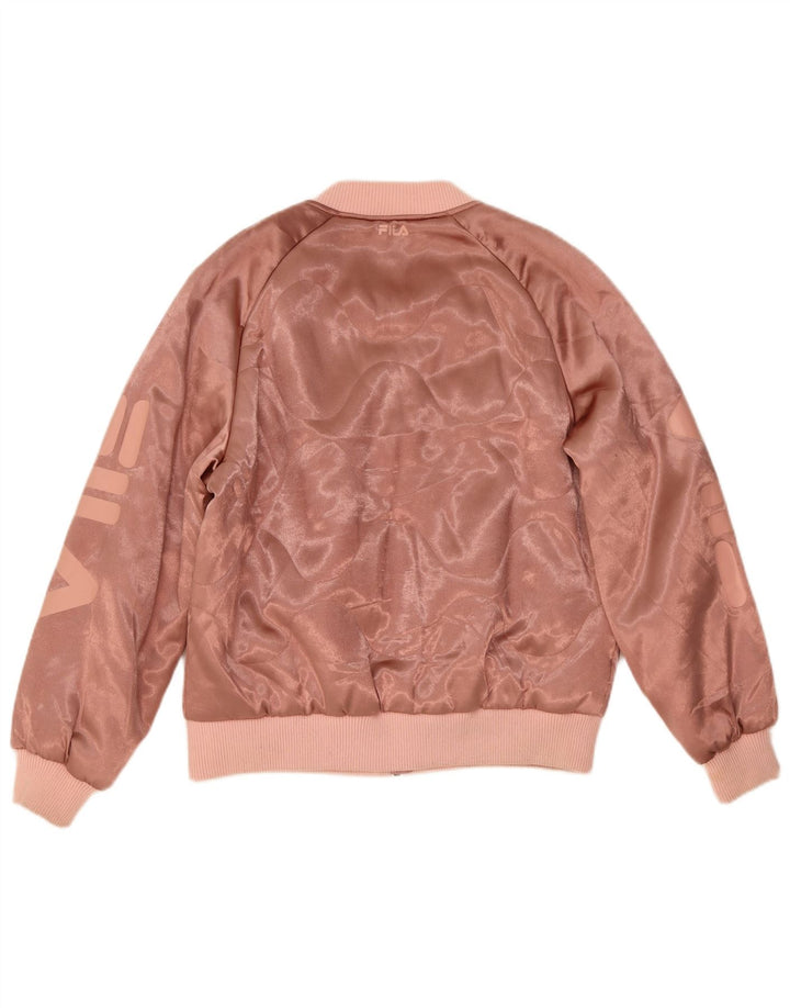 Giacca bomber oversize con grafica da donna Fila UK 10 Small Rosa Poliestere