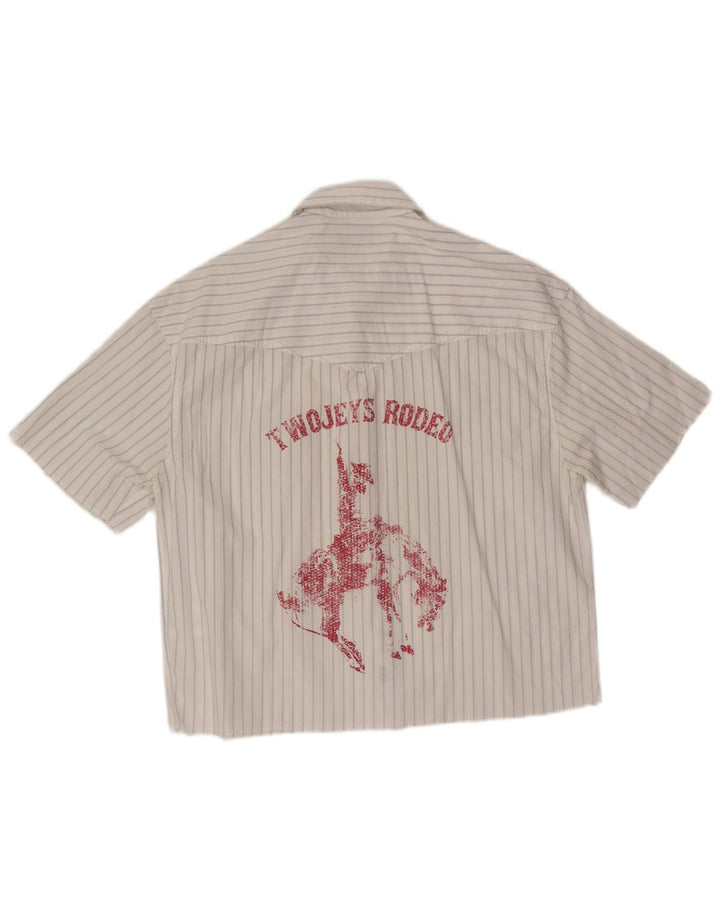 Camicia grafica da uomo a maniche corte Zara in cotone a righe bianche medie