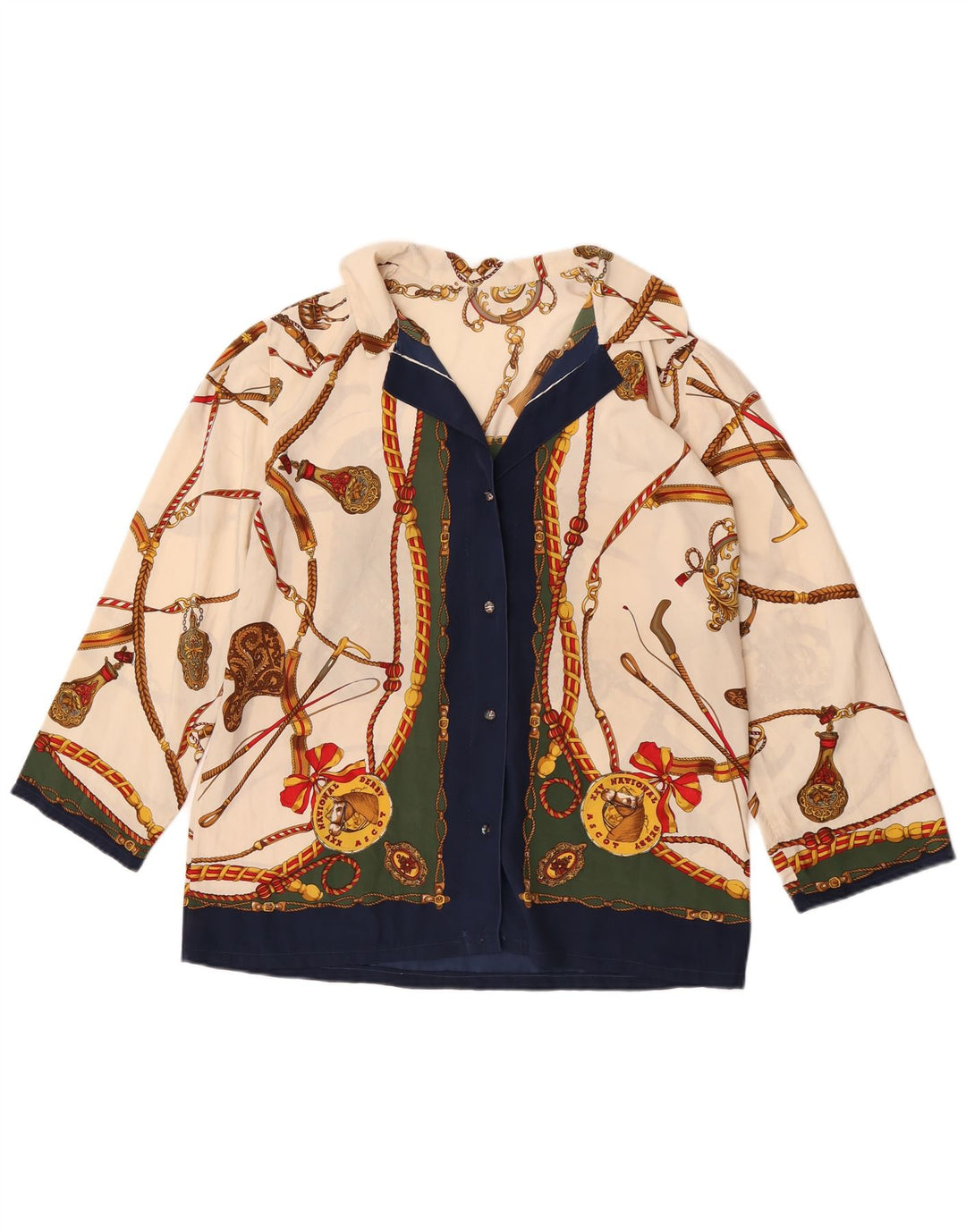 Camicetta da equitazione da donna vintage UK 14 grande multicolore