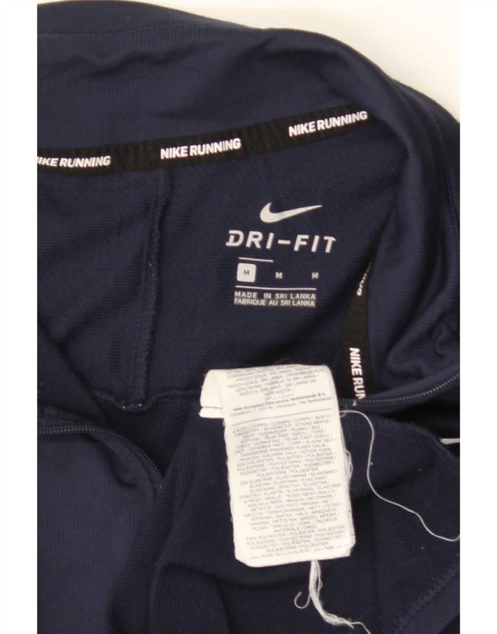 Top Nike da uomo Dri Fit con zip e collo a maniche lunghe in poliestere blu navy medio