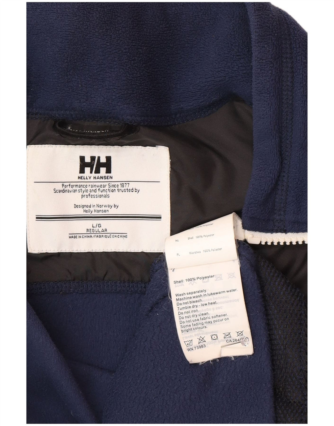 Giacca in pile Helly Hansen vestibilità regolare da uomo UK 40 grande poliestere blu navy