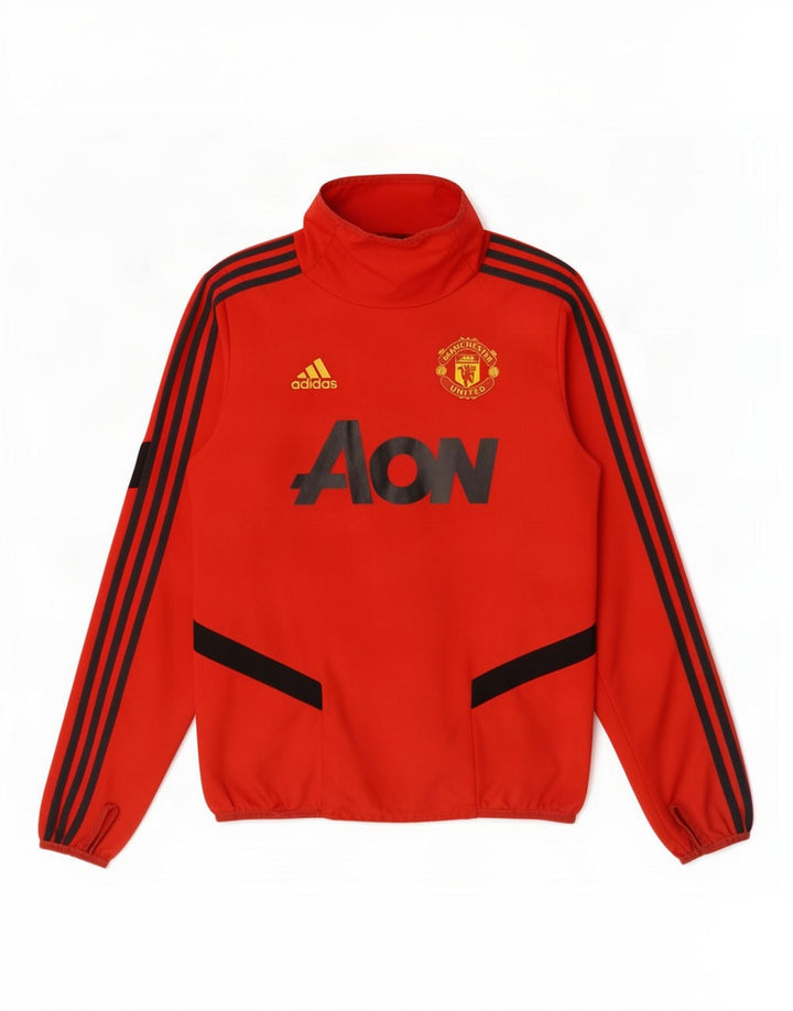 Top della tuta pullover da ragazzo Adidas Manchester United 13-14 anni rossa
