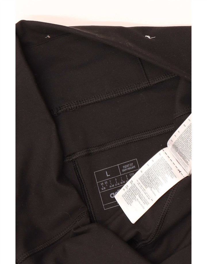Leggings aderenti da donna Adidas UK 16/18 Large Nero Poliestere