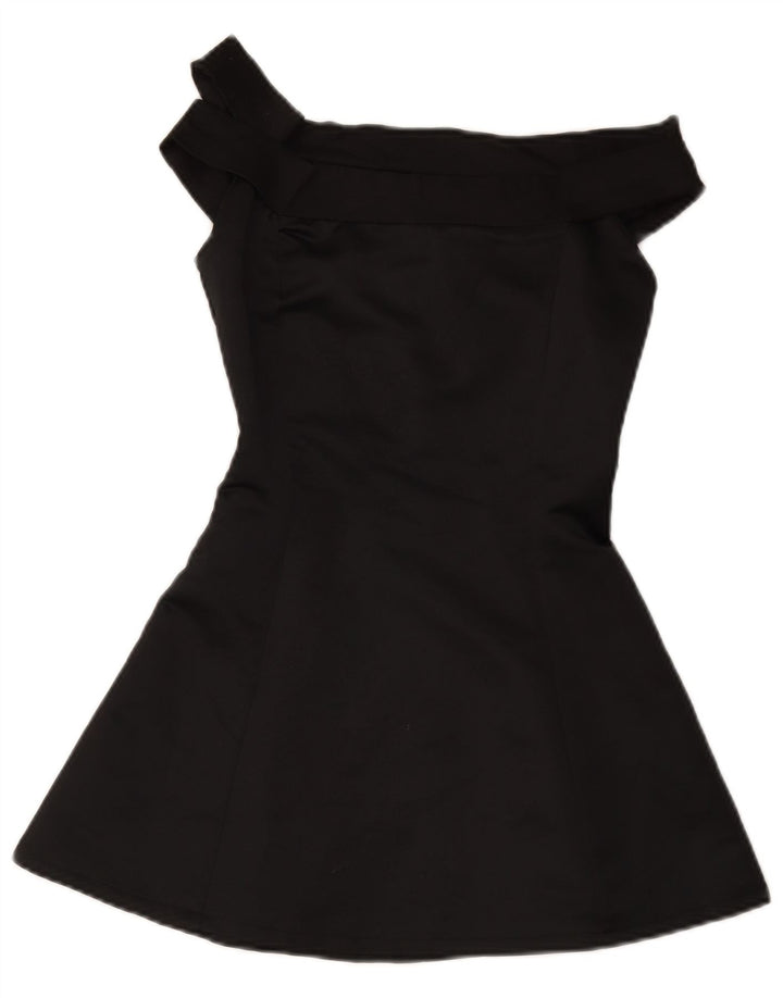 Abito vintage da donna con spalle scoperte mini UK 8 piccolo nero