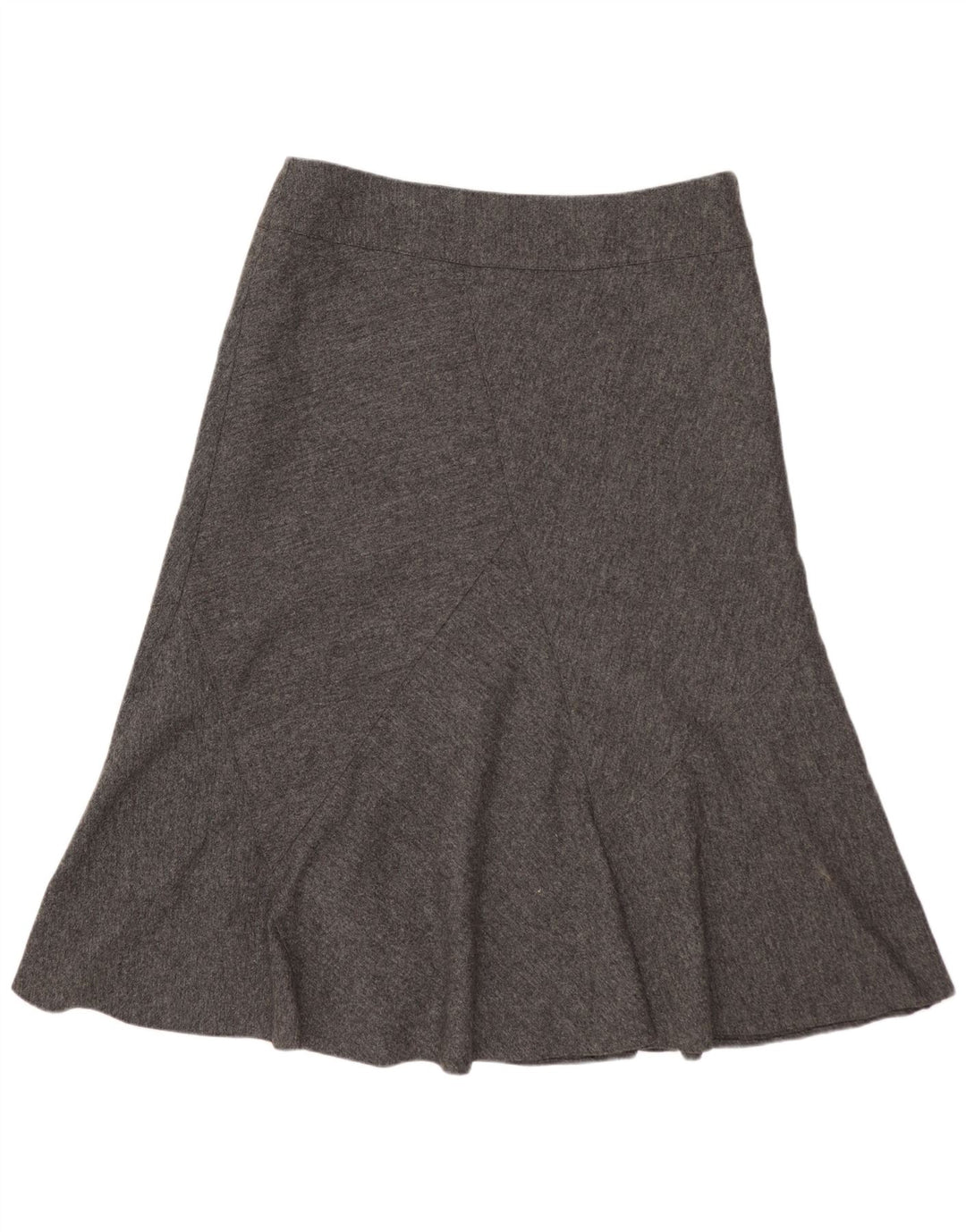 Gonna a trapezio da donna Marks & Spencer UK 12 media W32 lana vergine chiazzata grigia