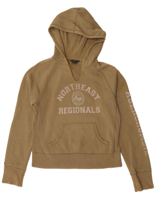 Maglione con cappuccio grafico da donna Abercrombie & Fitch UK 16 grande cotone kaki