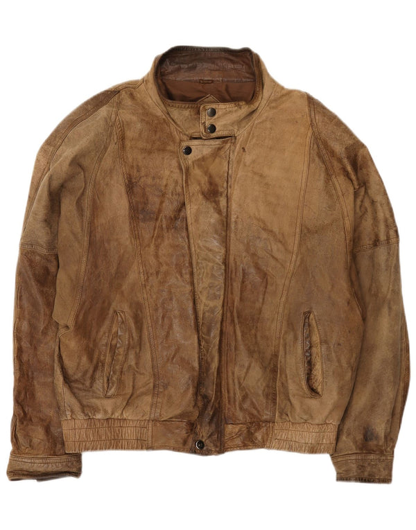 Giacca in pelle vintage da uomo UK 42 XL Marrone