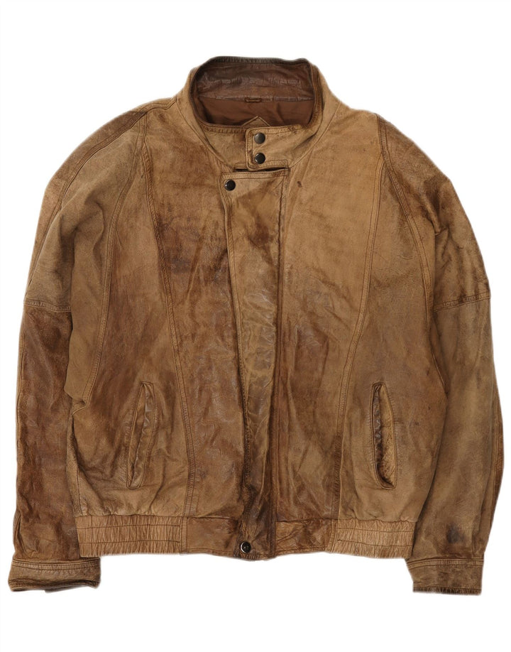 Giacca in pelle vintage da uomo UK 42 XL Marrone