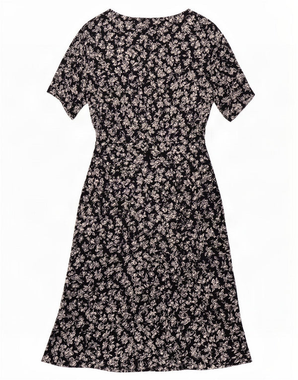 Abito a trapezio da donna Marks & Spencer UK 14 Grande viscosa floreale blu navy