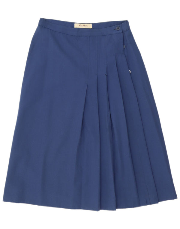 Gonna a trapezio plissettata da donna Max Mara UK 16 grande W28 blu navy