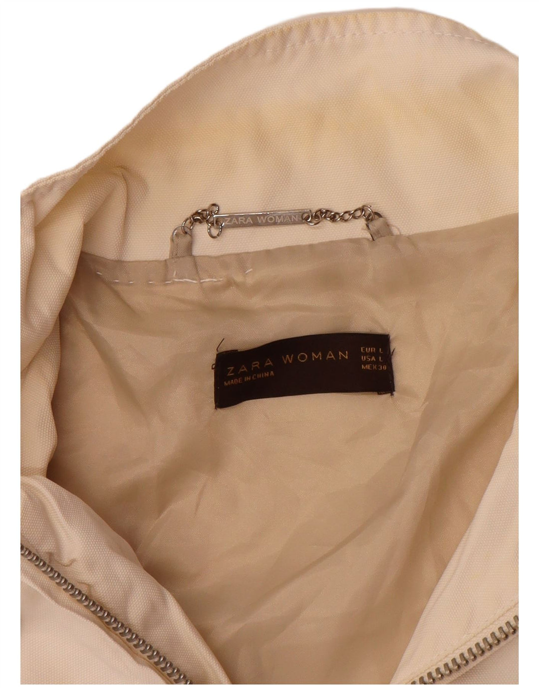 Giacca utility da donna Zara UK 16 grande nylon bianco sporco
