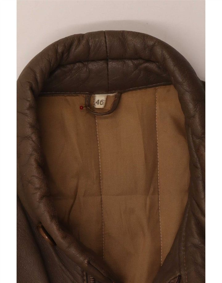 Giacca in pelle vintage da uomo IT 46 piccola marrone