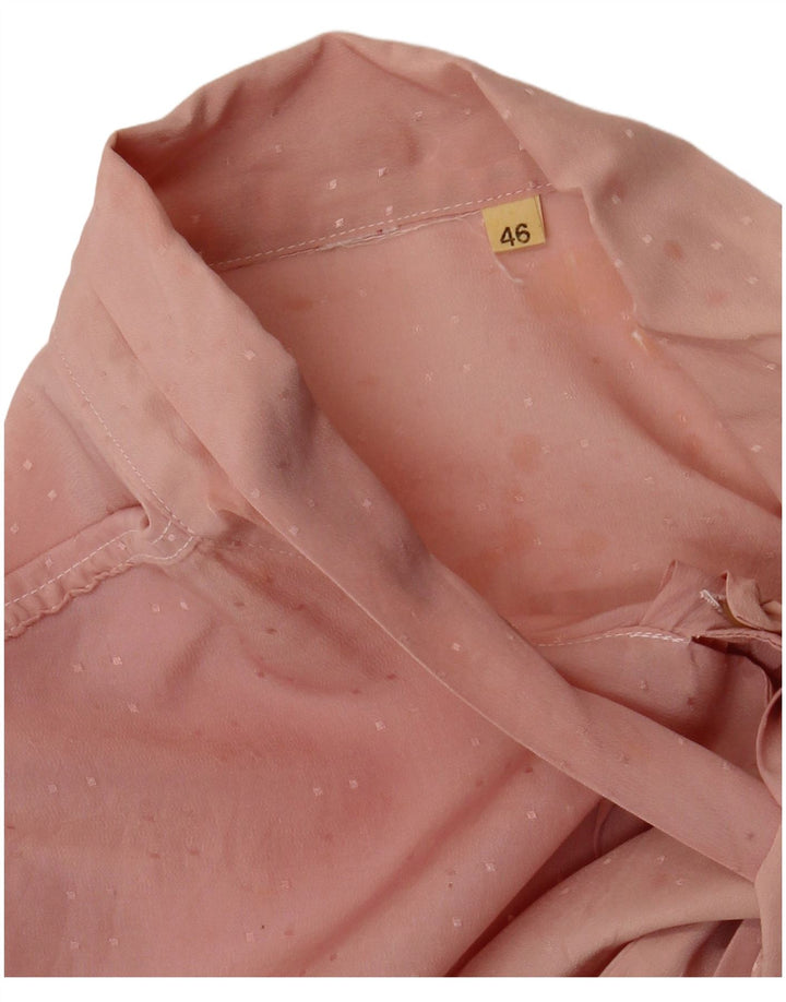 Camicetta da donna vintage con cravatta sul davanti IT 46 Grande rosa geometrica
