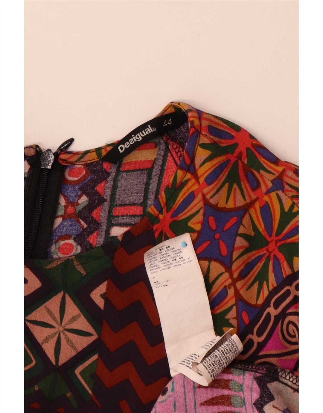 Desigual Abito basic da donna con maniche a 3/4 EU 44 XL Patchwork multicolore