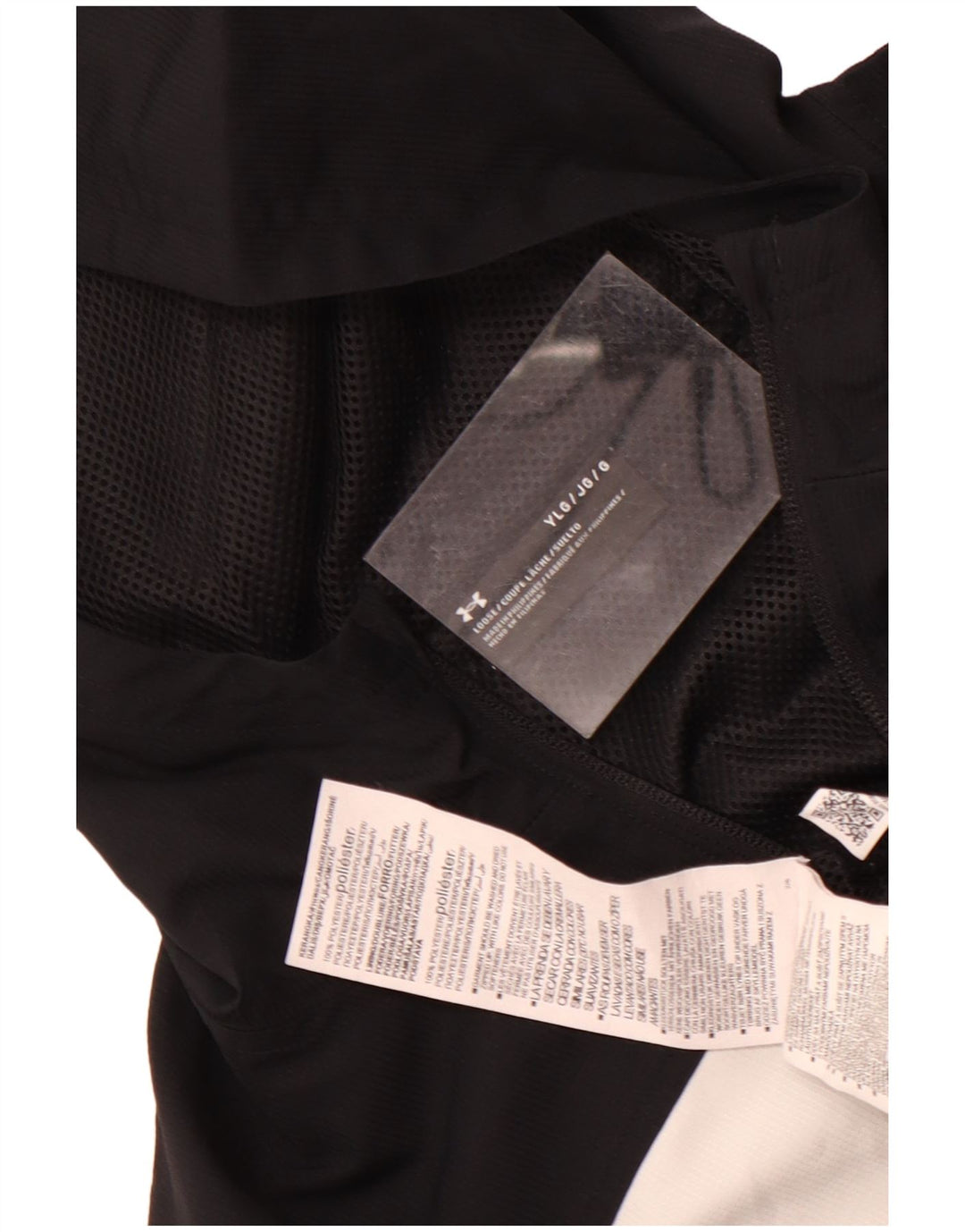 Giacca antipioggia con cappuccio da ragazzo Under Armour 11-12 anni Large Black Colourblock