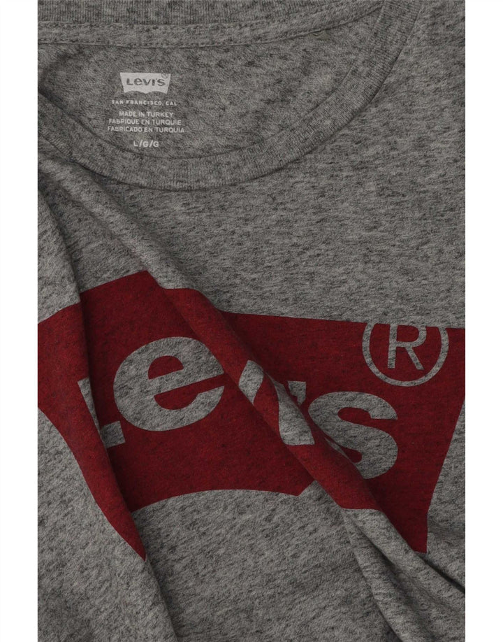 T-shirt grafica da donna Levi's Top UK 16 Large Grey Flecked