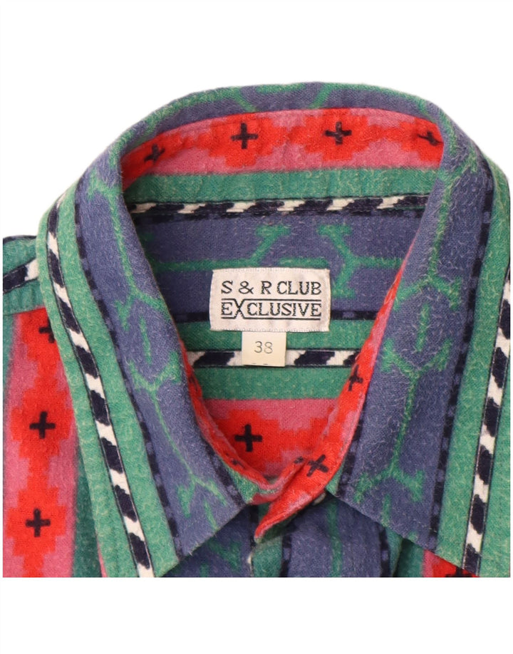 Camicia da uomo in flanella VINTAGE taglia 38 cotone a righe blu medio