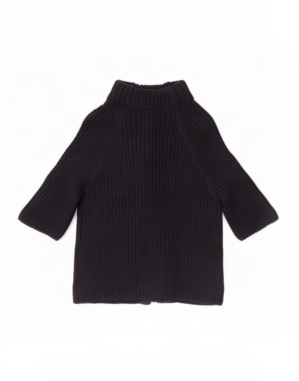 Maglione cardigan con maniche a 3/4 da donna Woolrich UK 16 Large in lana blu navy