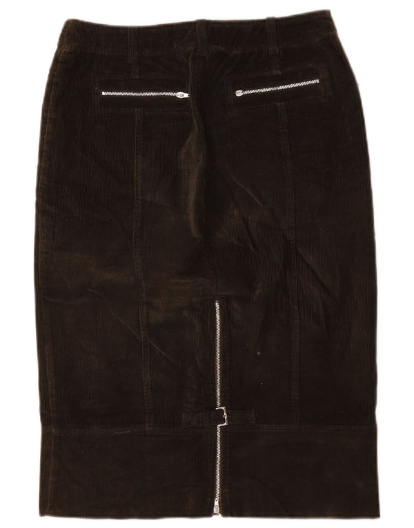 Gonna in velluto a coste da donna Marella UK 10 piccola W30 cotone marrone