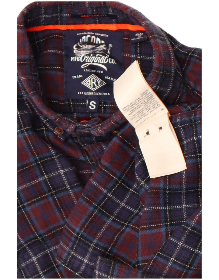 Camicia da uomo in flanella dalla vestibilità regolare Superdry, in cotone a quadri blu navy