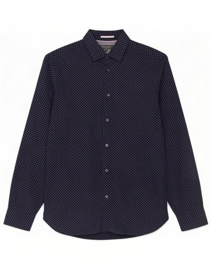 Ted Baker Camicia da uomo con motivo astratto taglia 2 piccola blu navy modal