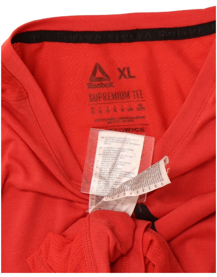 REEBOK T-shirt grafica da uomo Top XL Sport in poliestere rosso