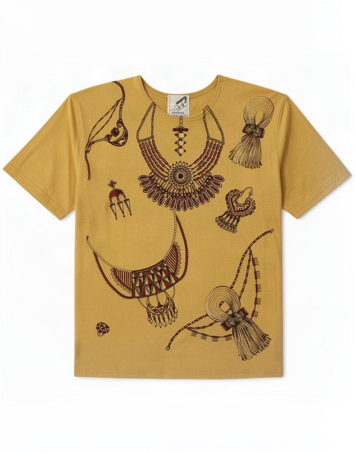 T-shirt grafica vintage da donna con motivo astratto IT 46 grande marrone