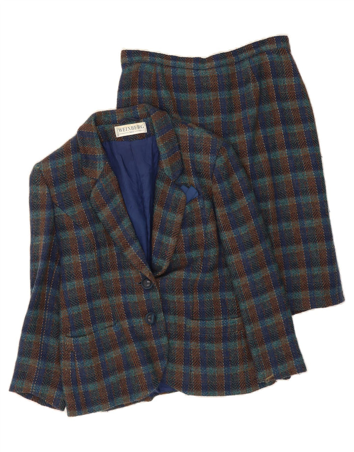 WEINBERG Womens 2 Button 2 Piece Skirt Set EU 44 XL W30 Navy Blue Check Vintage Weinberg and Second-Hand Weinberg from Messina Hembry 