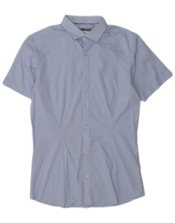 Camicia a maniche corte da uomo Jack & Jones taglia 40 in cotone blu medio